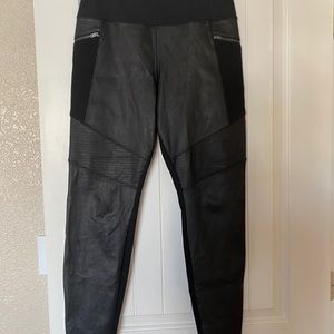Athleta Ponte Genuine Leather Legging Black Sz M